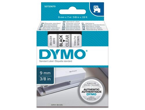 Fita dymo d1 preto-transparente 9 mm x 7 mt , Dymo , 36596 , 5411313409100